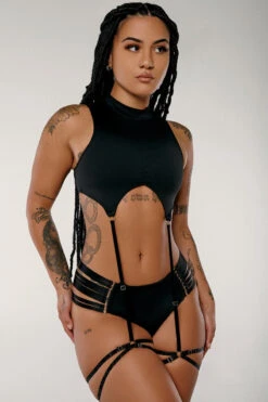 CXIX Dopamine Feelin High Bottoms - Black -Pole Dance Clothing & Shoes Shop Dopamine feeling high bottoms black garter top cxix9