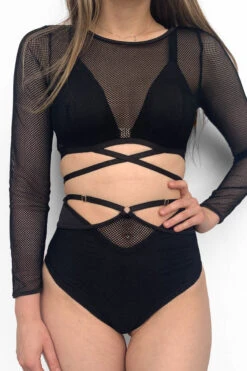 Lunalae Claire Cut Out High Waisted Bottoms - Recycled Black Mesh -Pole Dance Clothing & Shoes Shop Drop4Wholesale MeshRelease 1