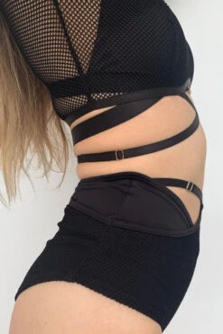 Lunalae Claire Cut Out High Waisted Bottoms - Recycled Black Mesh -Pole Dance Clothing & Shoes Shop Drop4Wholesale MeshRelease side 1