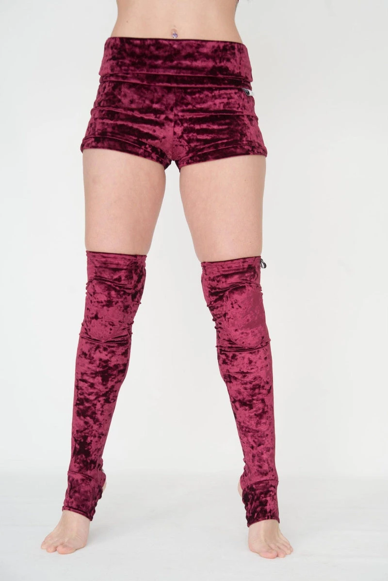 Paradise Chick Animal Leg Warmers (with Kneepads) - Burgundy Velvet 2 Paradise Chick Animal Leg Warmers (with Kneepads) - Burgundy Velvet - Image 2