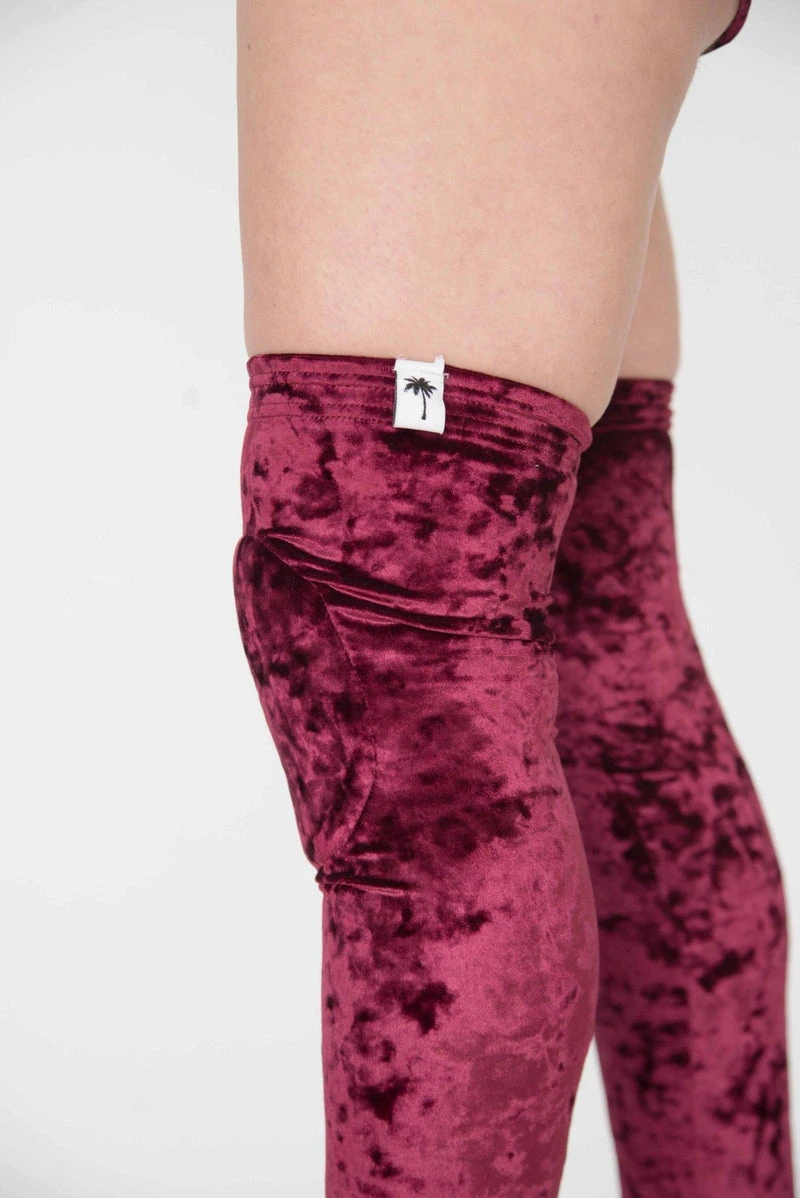 Paradise Chick Animal Leg Warmers (with Kneepads) - Burgundy Velvet 3 Paradise Chick Animal Leg Warmers (with Kneepads) - Burgundy Velvet - Image 3