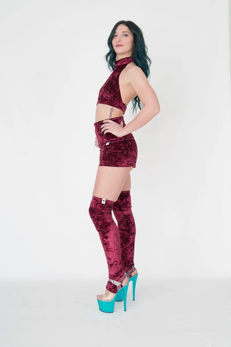 Paradise Chick Animal Leg Warmers (with Kneepads) - Burgundy Velvet 1 Paradise Chick Animal Leg Warmers (with Kneepads) - Burgundy Velvet