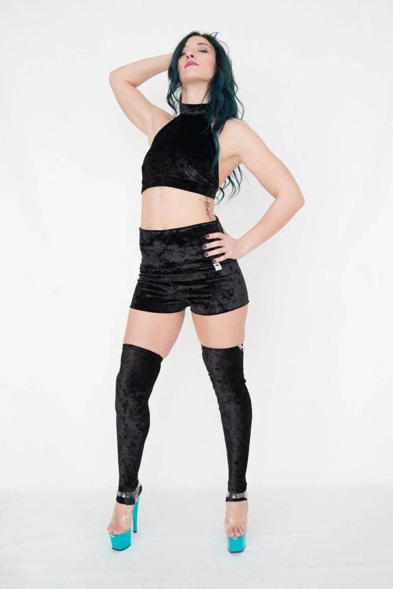 Paradise Chick Animal Leg Warmers (with Kneepads) - Black Velvet 3 Paradise Chick Animal Leg Warmers (with Kneepads) - Black Velvet - Image 3