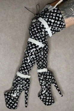 Hella Heels Branded Thigh High 8inch Boots - Black -Pole Dance Clothing & Shoes Shop EmpireKicksBrandedblack8inchpoledancethighhighboot 8