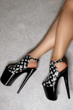 Hella Heels Branded Shield 8inch Stilettos - Black/Black -Pole Dance Clothing & Shoes Shop EmpireKicksBrandedblack black8inchpoledanceshieldstiletto 3