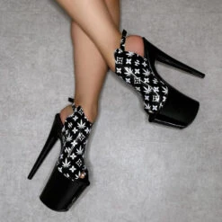 Hella Heels Branded Shield 8inch Stilettos - Black/Black -Pole Dance Clothing & Shoes Shop EmpireKicksBrandedblack black8inchpoledanceshieldstiletto 6