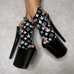 Hella Heels Branded Shield 8inch Stilettos - Black/Black -Pole Dance Clothing & Shoes Shop EmpireKicksBrandedblack black8inchpoledanceshieldstiletto 7