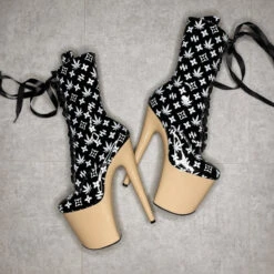 Hella Heels Branded 8inch Boots - Black/Sand 12 Hella Heels Branded 8inch Boots - Black/Sand -Pole Dance Clothing & Shoes Shop EmpireKicksBrandedblack sand8inchpoledanceboot