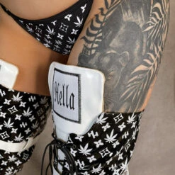 Hella Heels Branded Thigh High 8inch Boots - Black -Pole Dance Clothing & Shoes Shop EmpireKicksBrandedblackpoledancethighhighboot 1