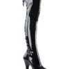 Pleaser USA Flamingo-3063 8inch Thigh High Pleaser Boots - Patent Black