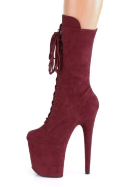 Pleaser USA Flamingo-1050FS Faux Suede 8inch Pleaser Boots - Burgundy -Pole Dance Clothing & Shoes Shop FLAMINGO 1050FS BYFS M05 1
