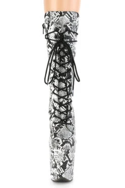 Pleaser USA Flamingo-1050SP 8inch Pleaser Boots - White Snake -Pole Dance Clothing & Shoes Shop FLAMINGO 1050SP B WSP M01