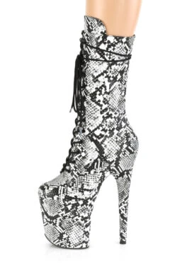 Pleaser USA Flamingo-1050SP 8inch Pleaser Boots - White Snake -Pole Dance Clothing & Shoes Shop FLAMINGO 1050SP B WSP M05