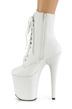 Pleaser USA Flamingo-1020LWR 8inch Real Leather Boots - Matte White -Pole Dance Clothing & Shoes Shop Flam1020LWRWhiteSide2