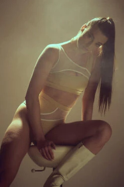 Hamade Activewear High Cut Bottoms - Beige -Pole Dance Clothing & Shoes Shop HM 61