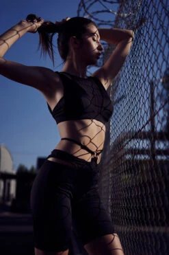 Hamade Activewear O-Ring Cycling Shorts - Black -Pole Dance Clothing & Shoes Shop HighNeckMeshStripeTop5