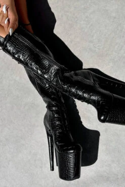 Hella Heels Cold Blooded Black Knee High Boots - 8inch -Pole Dance Clothing & Shoes Shop IMG 0347 1