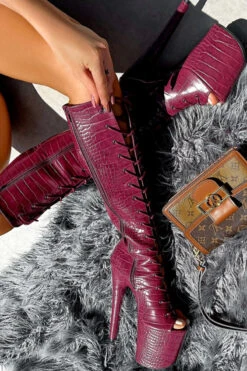 Hella Heels I Don't Bite Open Toe Knee High Boots - 8inch -Pole Dance Clothing & Shoes Shop IMG 0430 545135e9 1e02 42a2 b4a3 b6ffe61a3803