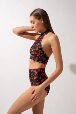 Shark Polewear Double-sided High Waisted Shorts - Cherry/Black -Pole Dance Clothing & Shoes Shop IMG 1186