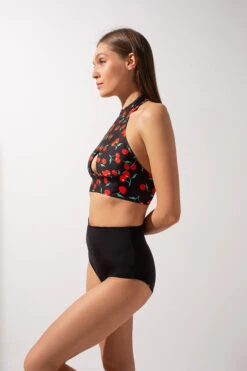 Shark Polewear Double-sided High Waisted Shorts - Cherry/Black -Pole Dance Clothing & Shoes Shop IMG 1208