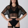 REV ACTIV Mesh Oversized Short T-Shirt - Black