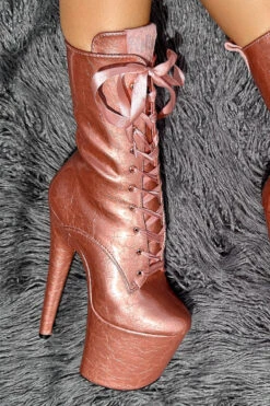 Hella Heels 8inch Ankle Boots - Rose Gold -Pole Dance Clothing & Shoes Shop IMG 4752