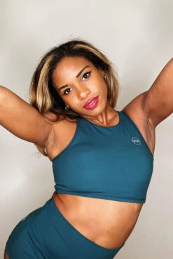 The Enviro Co. High Neck Crop Top - Blue Teal 9 The Enviro Co. High Neck Crop Top - Blue Teal -Pole Dance Clothing & Shoes Shop IMG 6681