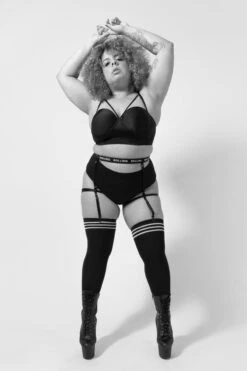 Rolling Over The Knee Socks - Striped Black/White (3 Sizes Available) -Pole Dance Clothing & Shoes Shop IMG 7516 b5de3d20 598d 4802 8bcd 8ceea21eafc6