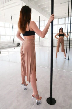 REV ACTIV Sensual Flow Pants (with Leg Slit) - Coffee -Pole Dance Clothing & Shoes Shop IMG 8391 1
