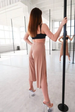 REV ACTIV Sensual Flow Pants (with Leg Slit) - Coffee -Pole Dance Clothing & Shoes Shop IMG 8393 1