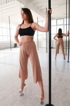 REV ACTIV Sensual Flow Pants (with Leg Slit) - Coffee -Pole Dance Clothing & Shoes Shop IMG 8395 1
