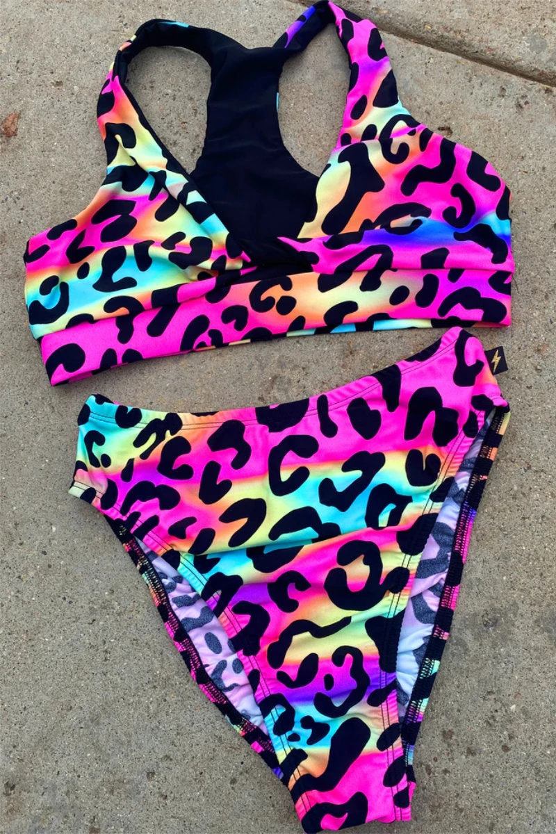 Cleo The Hurricane Twist Sports Bra - Neon Leopard 4 Cleo The Hurricane Twist Sports Bra - Neon Leopard - Image 4