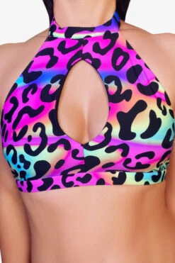 Cleo The Hurricane Amber Keyhole Top - Neon Leopard -Pole Dance Clothing & Shoes Shop IMG 9310 1