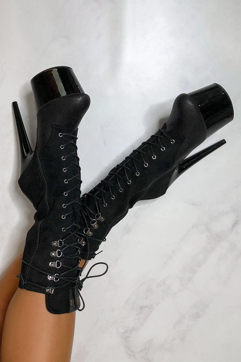 Hella Heels Blaq Kicks Boots - 7inch 1 Hella Heels Blaq Kicks Boots - 7inch