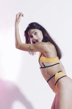 MilaKrasna Pia Bottoms - Marigold 7 MilaKrasna Pia Bottoms - Marigold -Pole Dance Clothing & Shoes Shop MilaKrasna poledance pia bottom marigold side editorial