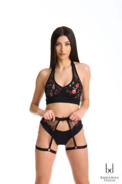 Bandurska Miruna Suspender Accessory - Red Floral -Pole Dance Clothing & Shoes Shop Miruna2
