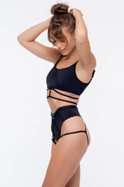 Nona Perkasa Moonflower Top - Black -Pole Dance Clothing & Shoes Shop MoonflowerBlack05