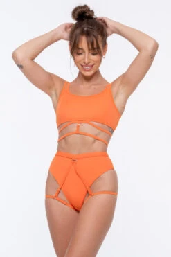 Nona Perkasa Moonflower Bottoms - Salmon -Pole Dance Clothing & Shoes Shop MoonflowerSalmon04