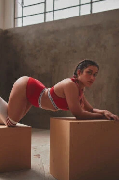 Rolling Alpha High Waisted Hot Pants - Red -Pole Dance Clothing & Shoes Shop Natalia7