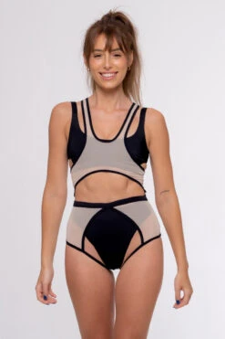 Nona Perkasa Orchid Body Harness - Black/Sand 10 Nona Perkasa Orchid Body Harness - Black/Sand -Pole Dance Clothing & Shoes Shop OrchidHBLackNude3