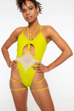 Nona Perkasa Queen Of The Night Body Garter - Vert/Sand -Pole Dance Clothing & Shoes Shop QOTNGarterVert09