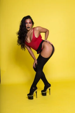 Rolling Peek-a-boo Tights - Black (3 Sizes Available) -Pole Dance Clothing & Shoes Shop Rolling 894 1