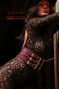 Rolling Triple Buckle Belt Harness - Plum -Pole Dance Clothing & Shoes Shop RollingHaras 892