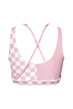 Hamade Activewear Hollow Front Top - Checkered Light Pink -Pole Dance Clothing & Shoes Shop SS23 02