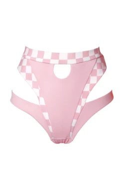 Hamade Activewear High Waisted Bottoms - Checkered Light Pink -Pole Dance Clothing & Shoes Shop SS23 03
