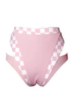 Hamade Activewear High Waisted Bottoms - Checkered Light Pink -Pole Dance Clothing & Shoes Shop SS23 04