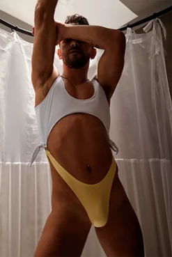 Rolling Malandra Bodysuit - Ribbed White/Yellow -Pole Dance Clothing & Shoes Shop Screenshot2021 12 16at12.42.06