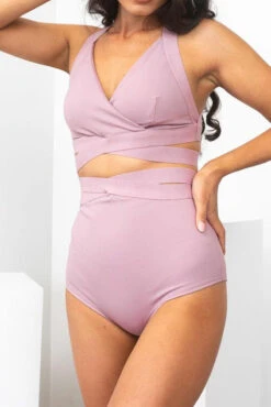 Lunalae Tara High Waisted Bottoms - Recycled Mauve -Pole Dance Clothing & Shoes Shop TaraHighWaistBottoms11