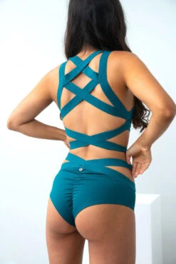 Lunalae Tara Low Waisted Bottoms - Recycled Teal -Pole Dance Clothing & Shoes Shop TaraLowWaistBottoms10