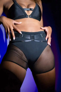 Tatiana Activewear Hips Don't Lie Shorts - Black 11 Tatiana Activewear Hips Don't Lie Shorts - Black -Pole Dance Clothing & Shoes Shop Tatiana Active Cheeky Mesh Black Gold Hardware Detailing Bike Short Shorts 4566